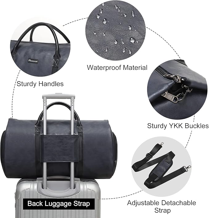Modoker Convertible Leather Garment Bag, Carry on Garment Bags - Image 3