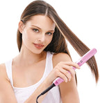 LOVANI Mini Flat Iron, Dual Voltage Travel Hair Straightener, Tourmaline Ceramic Small Flat Irons for Short Hair/Bangs (Pink, 0.5 Inch, SleekMini)