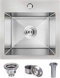 15 x 15 Inch Drop In Kitchen Bar Sink, Stainless Steel Single Bowl Topmount Bar by Kadorer