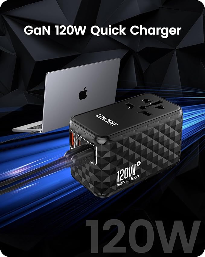 LENCENT 120W Universal Travel Adapter, GaN International Travel Adapter - Image 3