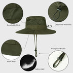 Sun Hat for Men/Women, UPF 50+ Fishing Hat, Waterproof Wide Brim Bucket Hat - Image 3