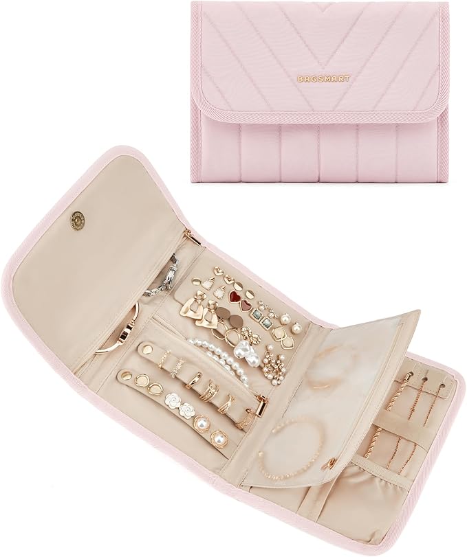 BAGSMART Travel Jewelry Organizer Case, Foldable Jewelry Roll by BAGSMART