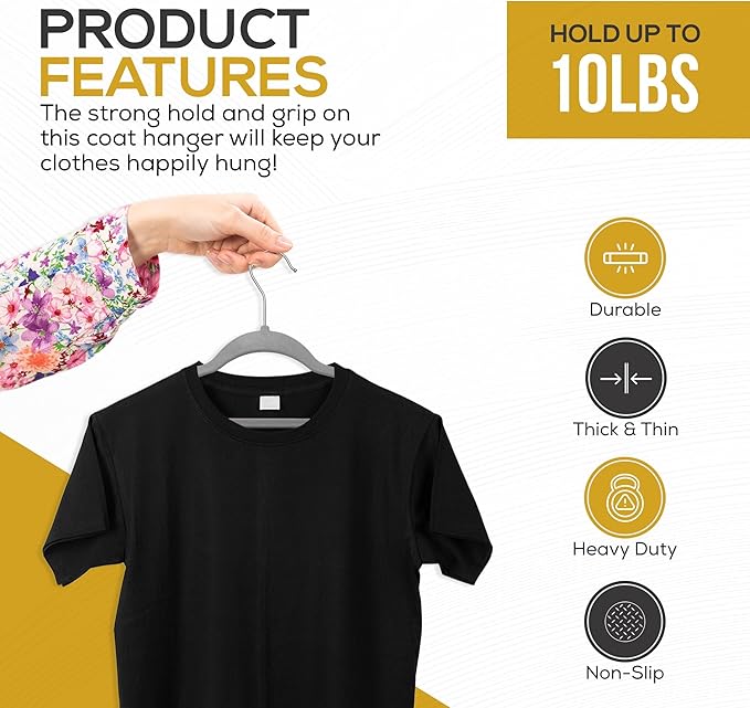 Premium Velvet Hangers 50 Pack Ultra Thin Non Slip Adult Felt Space Saving Slim - Image 4