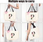 Vavabox Tote Bag, A-Z Initial Monogrammed Waterproof Tote Bag, Bridesmaid Gifts - Image 4