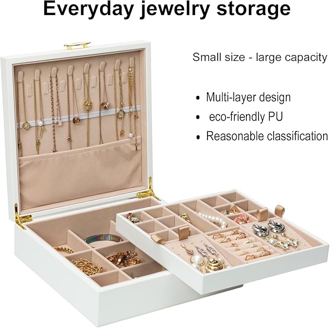 Jewelry Box Organizer for Women, Built in Necklace Hook and Detachable Jewelry - Image 2