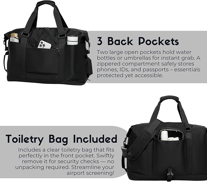 SUNNY BIRD Duffel with Utility Pouch, 40L Weekender Overnight Bag with Shoe - Image 8