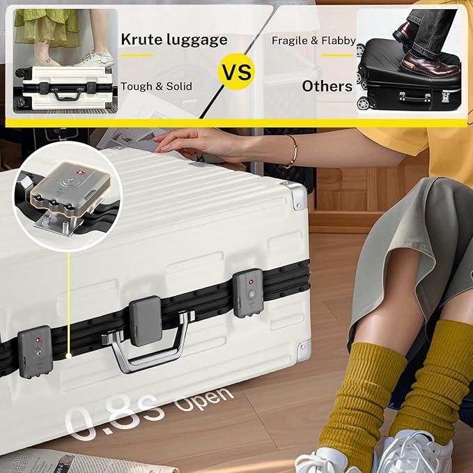 Krute Luggage 28 Inch Aluminum Frame Luggages TSA Lock No Zipper Checked - Image 5