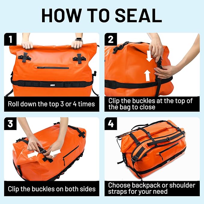 MIER Large Waterproof Duffel Bag Rolltop Dry Backpack Duffle Bags - Image 6