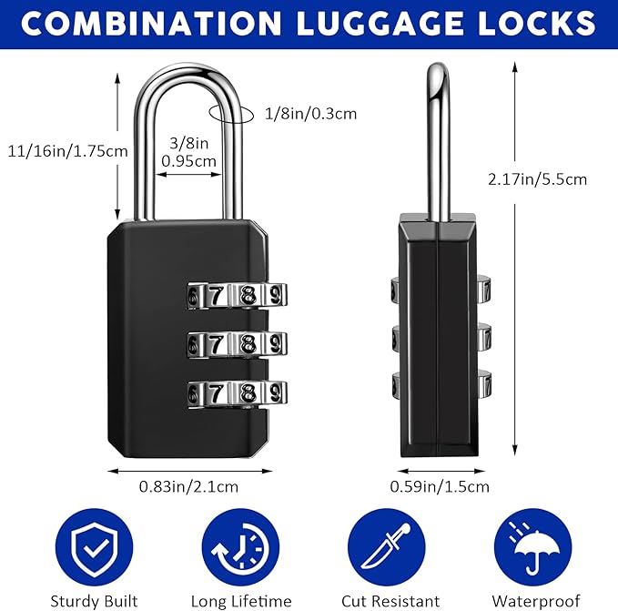 Chumia 50 Pack 3 Digit Combination Lock Small Combo Locks Waterproof Luggage - Image 2