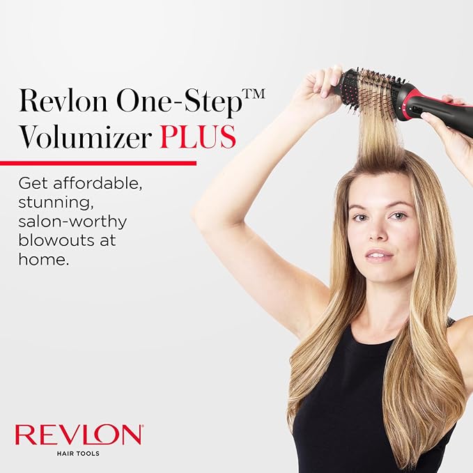 REVLON One Step Volumizer PLUS, Blow Dryer Brush for Fast Salon-Style Blowouts, Revlon Blow Dry Brush with Hair Dryer function, Plus Travel Friendly (Black)