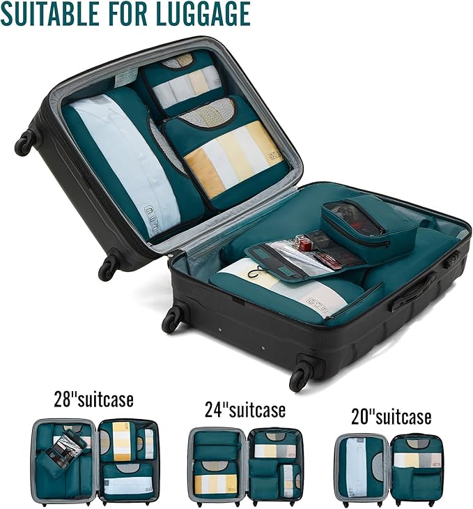 Veken 8 Set Packing Cubes for Travel Essentials, Suitcase Organizer Bags in 4 - Image 6