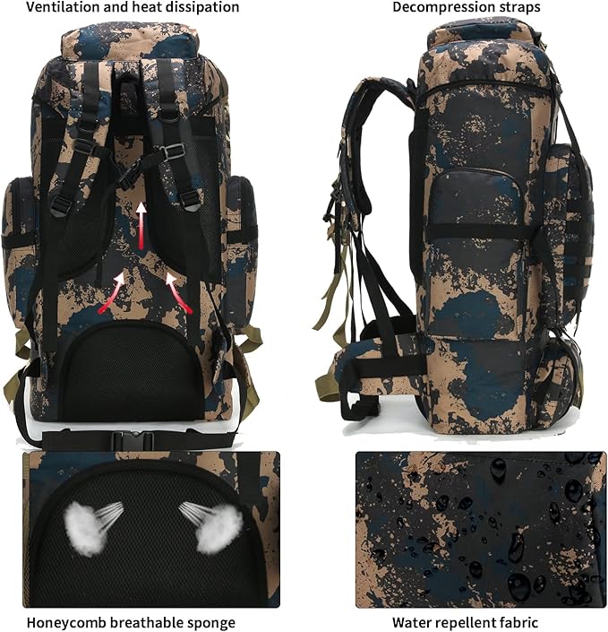 Hiking Backpack for Men 70L/100L Camping Backpack Military Rucksack Molle 3 - Image 2
