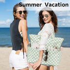 LEDAOU Large Beach Tote Bag Women Waterproof Sandproof Zipper Beach Tote Bag - Image 2