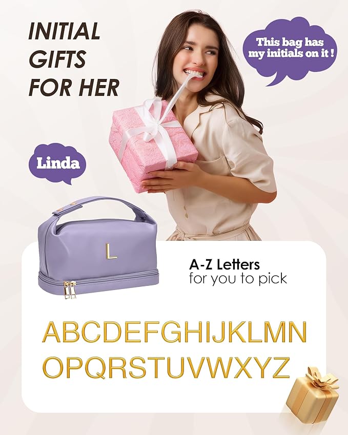 Makeup Bags with Handle, Friend Gifts, Personalized Double Layer Cosmetic Bag - Image 2