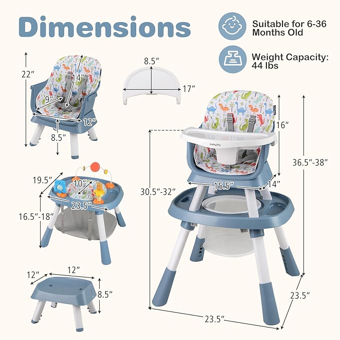 BABY JOY 16 in 1 High Chair, Convertible Baby Highchair - Image 8