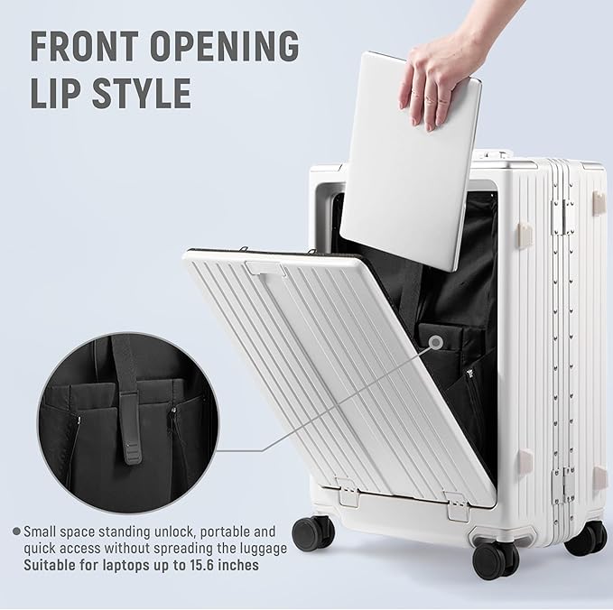UrbanExplorer 24 Inch Check-In Aluminum Frame Luggage, ABS+PC Hard Shell - Image 4