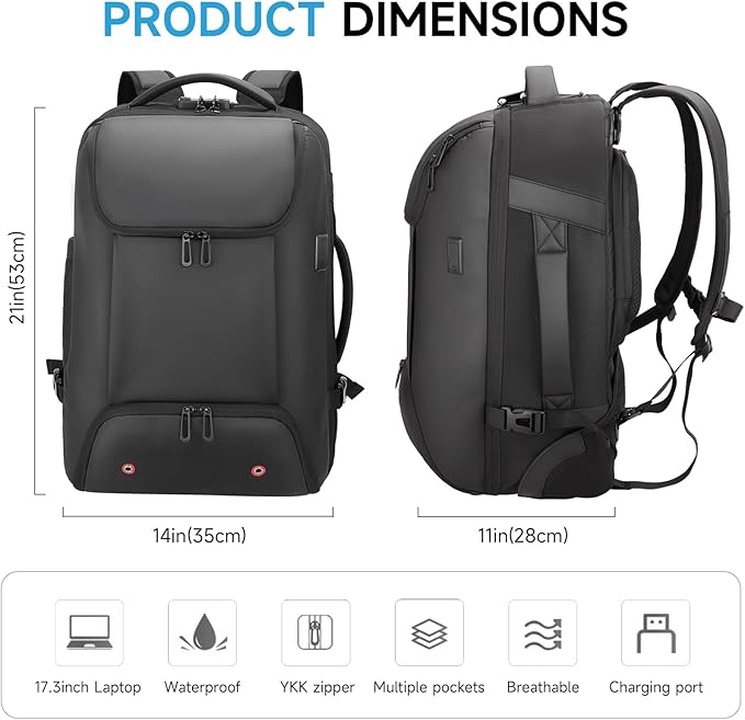 Carry On Backpack, 17.3" Travel Backpack - Image 3