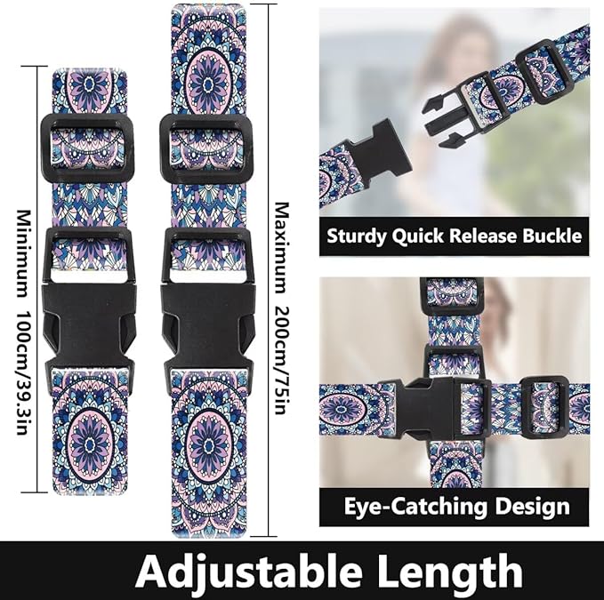 2 Pack Luggage Straps for Suitcases Adjustable Luggage Belt TSA Approved - Image 2