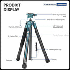 Fotopro Carbon Fiber Tripod 60 Inch 360 Degree Ball Head Quick Release Plate - Image 9