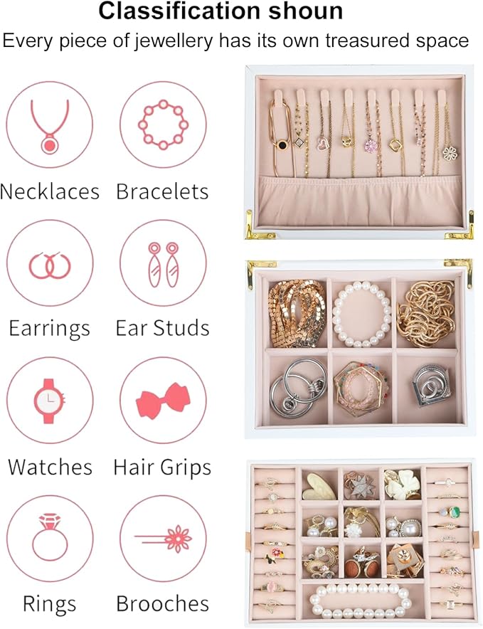 Small Jewelry Organizer for Women, 2-Layer Travel Jewelry Box - Image 4