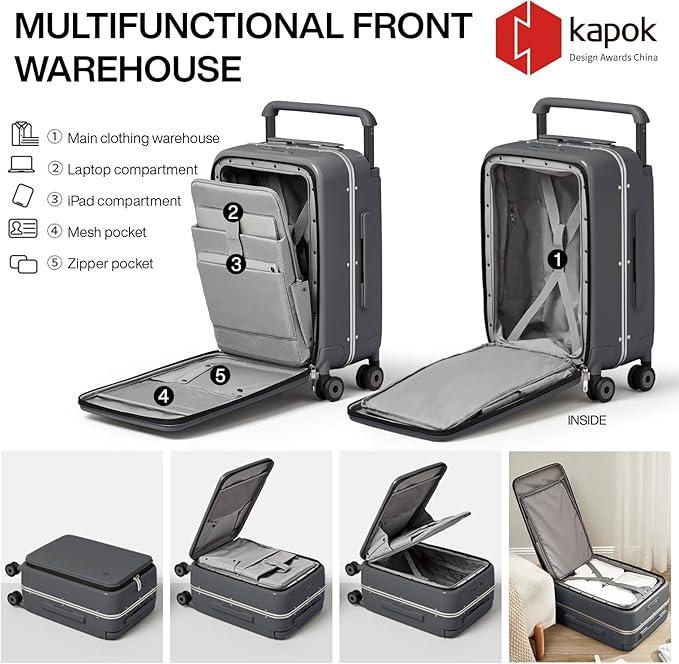 mixi Carry On Luggage Wide Handle Luxury Design Rolling Travel Suitcase PC - Image 3