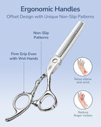 ULG Professional Hair Thinning Scissors 7" Japanese Stainless Steel Hand-Honed Salon Barber Scissors for Stylist & Home Use, Texturizing Shears for Men & Women, Ergonomic Design with Patterned Handles