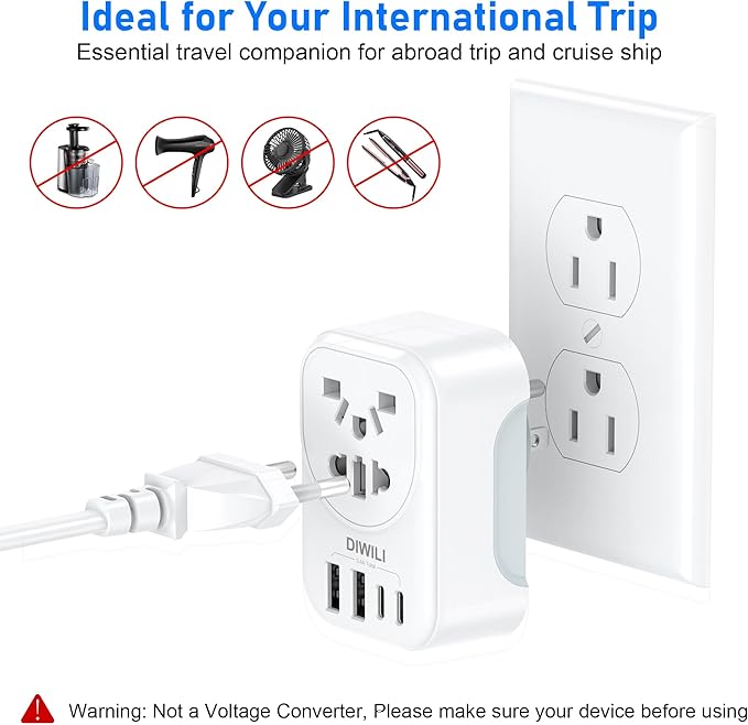World to US Canada Travel Plug Adapter, Europe/China/Japan/Australia/UK to USA - Image 9