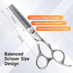 Fenice Peak Hair Thinning Scissors 6.0'' Barber Texturizing Shears 440C Thinner Hair Scissors with Engraving Handle for Salon and Home User