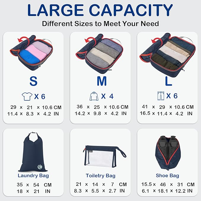 Cipway Compression Packing Cubes, Lightweight Travel Luggage Organizers - Image 6