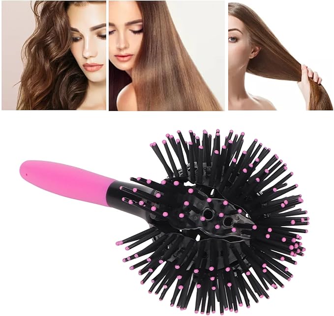 Hair Brush, 360 Degree Round Ball Hair Comb High Temperature 3D Curly Hair Comb for Wet and Dry Hair
