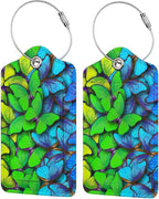 2Pcs Green Blue Butterfly Luggage Tags by SNAPMADE