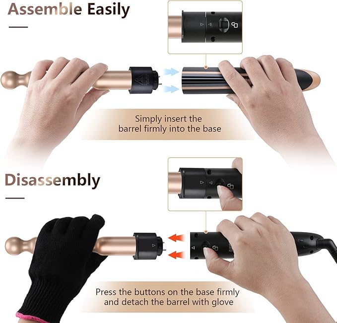 Curling Wand 5 in 1 Hair Curlers Iron Set with 5 Interchangeable Ceramic Tourmaline Barrel for Long Short Hair Styles Curling Irons Set Fast Heating Hair Cripmer for Women Gift