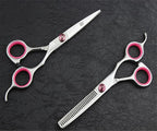 Professional Hair Cutting Scissors Shears Barber Thinning Set Kit- Family Hair Cutting,Barber Hair Cutting Tool Thinning texturizing/Pink 6"