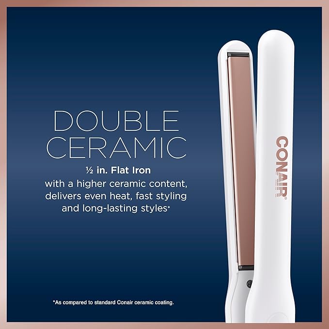 Conair Double Ceramic Flat Iron, 1/2-inch