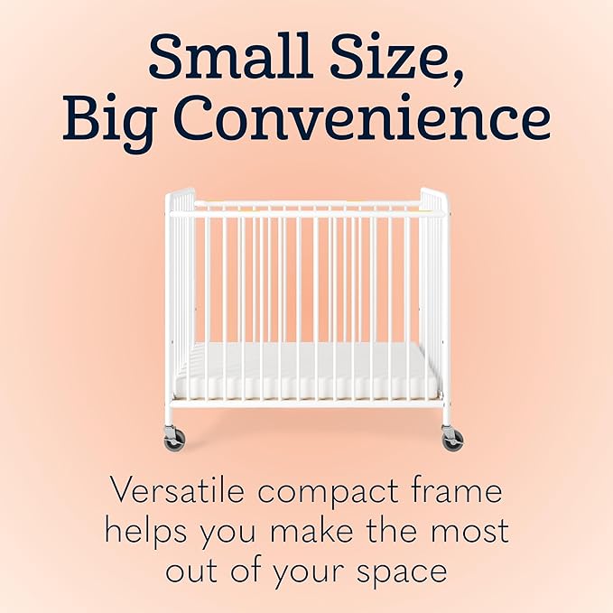 Foundations Chelsea Slatted Metal Compact Daycare Crib, Compact Mini Size - Image 5