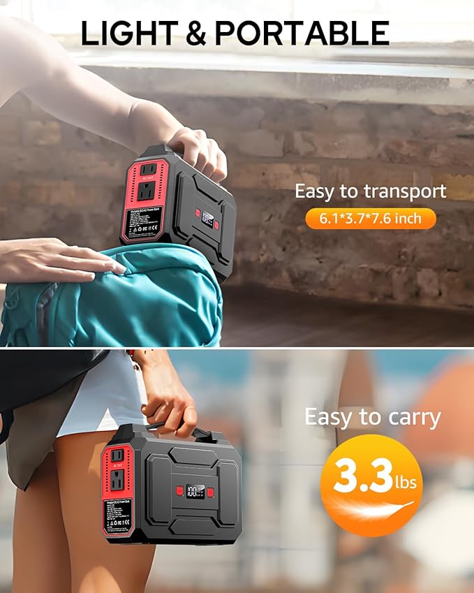 Apowking 146Wh Portable Power Station Bank 200W Peak Solar Powered Power Bank - Image 6