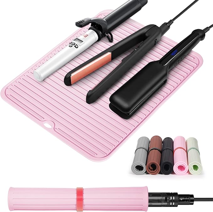 Quccefods Large Heat Resistant Silicone Mat for Hair Styling Tools - Curling Irons, Flat Irons, and Hair Straighteners