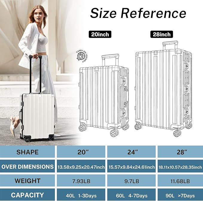 Krute Luggage 24 Inch Aluminum Frame Zipperless Suitcase - Image 3