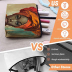 Cosmetic Bags Travel Makeup Toilet Case Waterproof Pouch for Women Girls 6.7X9.45inches - Orange Turban And The Intense Gaze of A Lady