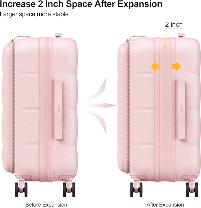 MGB 20 Inch Expandable Carry On Luggage - Image 4