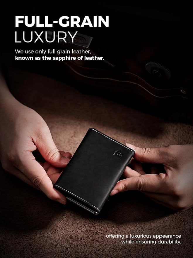 LORZOR Wallet for Men with Metal Card Holder, Pop Up Wallet, Finest Full Grain - Image 3
