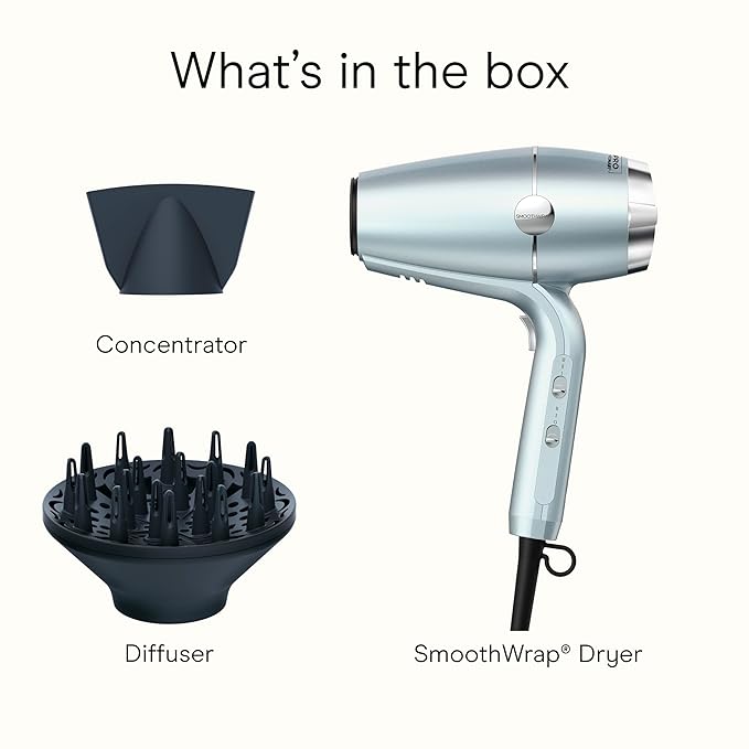INFINITI PRO CONAIR SmoothWrap Hair Dryer, Blow Dryer with Diffuser and Concentrator Attachments, Advanced Plasma and Ceramic Technology for Less Frizz, More Volume and Body, Mint
