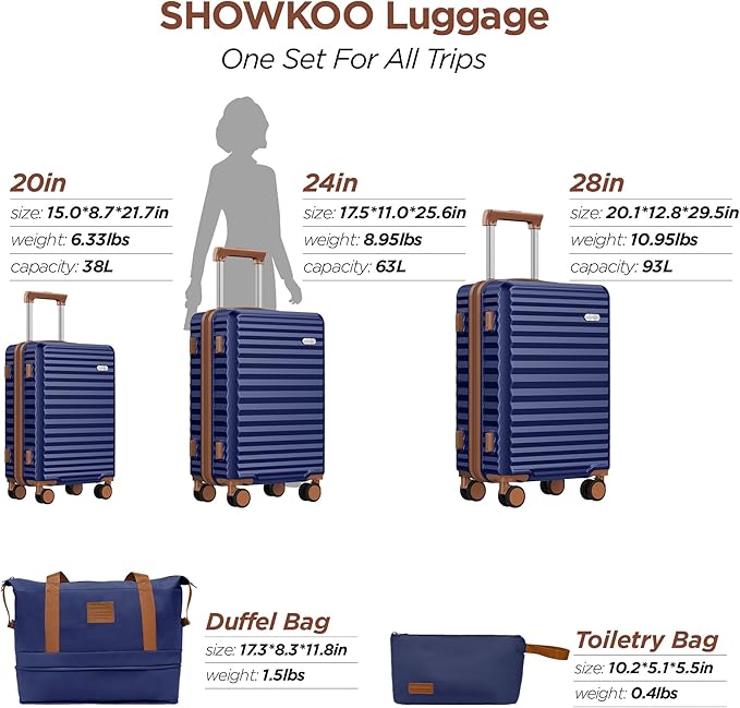SHOWKOO Luggage Sets 3 Piece Hardside Expandable Suitcase - Image 9