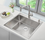 POPFLY 25×18 Inch Drop in Kitchen Sink, 18 Guage Stainless Steel 9 Inch Deep - Image 2