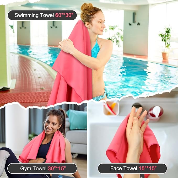 Quick Dry Travel Towel, 3 Sizes 1 Pack Camping Microfiber Towel, Lightweight - Image 5