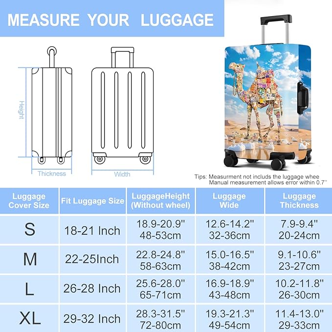 Camel Luggage Cover Washable Suitcase Protector Anti-Scratch, Stretchable Fit - Image 6
