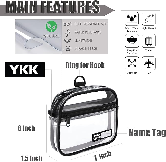 Rough Enough Clear Quart Size TSA Approved Toiletry Bag Small - Image 4