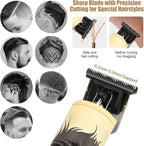 BESTBOMG® Hair Clippers & Trimmer Ceramic T-Blade Cordless Haircut Sets Rechargeable with 10 Guide Combs & for Men/Father/Husband/Boyfriend