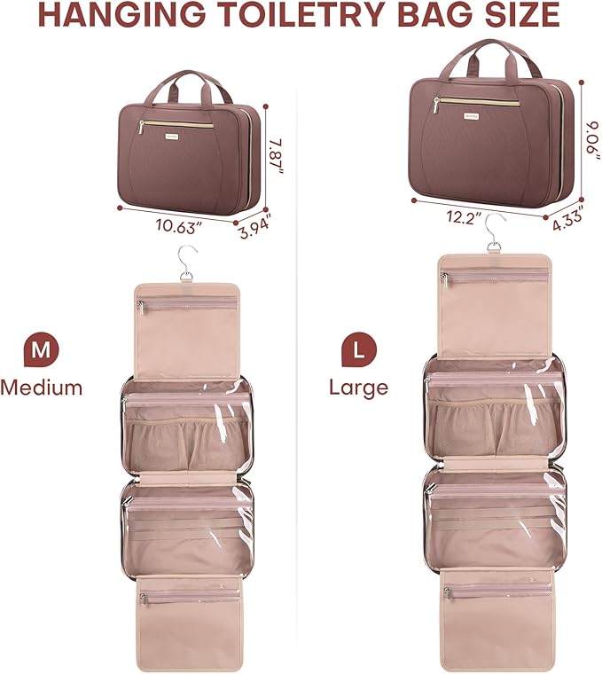 Hanging Toiletry Bag for Women Travel, 2 Sizes Large & Small Waterproof - Image 2