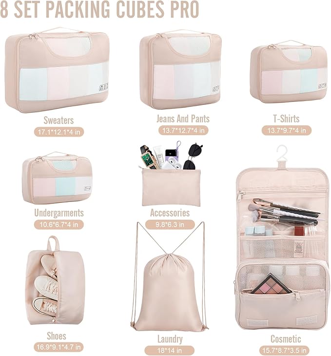 Veken 8 Set Packing Cubes for Travel, Beach Vacation Essentials Accessories for - Image 2
